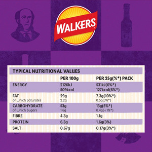 Walkers Lea and Perrins Worcester Sauce Crisps, 6 x 25g, pack shot 5, available at crisps.biz