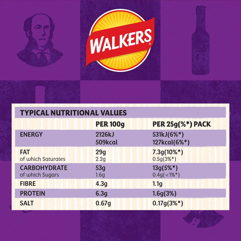 Walkers Lea and Perrins Worcester Sauce Crisps, 6 x 25g, pack shot 5, available at crisps.biz