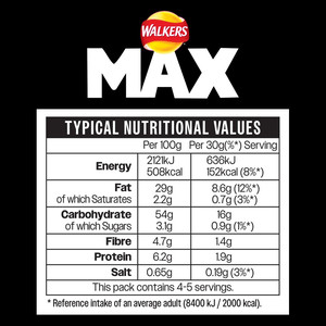 Walkers Max Punchy Paprika Crisps, 140g, pack shot 3, available at crisps.biz