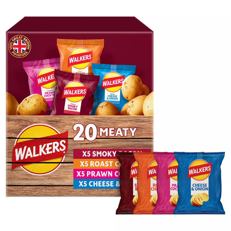 Walkers Meaty Variety Crisps, 20 x 25g, pack shot 4, available at crisps.biz