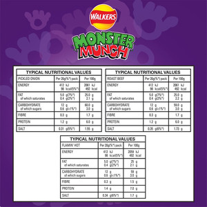 Walkers Monster Munch Variety Snacks, 12 x 20g, pack shot 3, available at crisps.biz