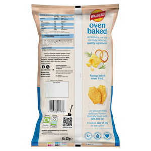 Walkers Oven Baked Cheese and Onion Crisps, 6 x 22g, pack shot 2, available at crisps.biz