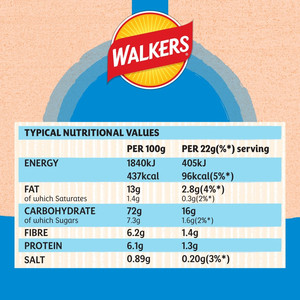 Walkers Oven Baked Cheese and Onion Crisps, 6 x 22g, pack shot 4, available at crisps.biz
