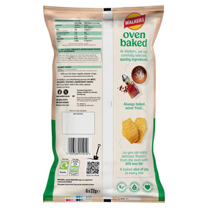 Walkers Oven Baked Salt and Vinegar Crisps, 6 x 22g, pack shot 2, available at crisps.biz