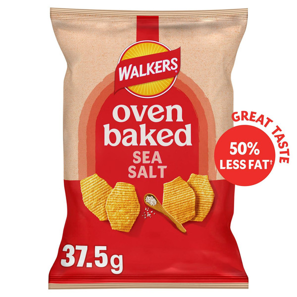 Walkers Oven Baked Sea Salt Crisps, 37.5g, front of pack, available at crisps.biz