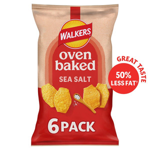 Walkers Oven Baked Sea Salt Crisps, 6 x 22g, pack shot 2, available at crisps.biz