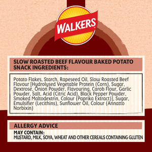 Walkers Oven Baked Slow Roasted Beef Crisps, 150g, pack shot 3, available at crisps.biz