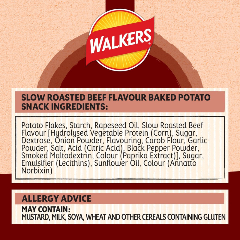 Walkers Oven Baked Slow Roasted Beef Crisps, 150g, pack shot 3, available at crisps.biz