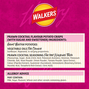 Walkers Prawn Cocktail Crisps, 6 x 25g, pack shot 4, available at crisps.biz