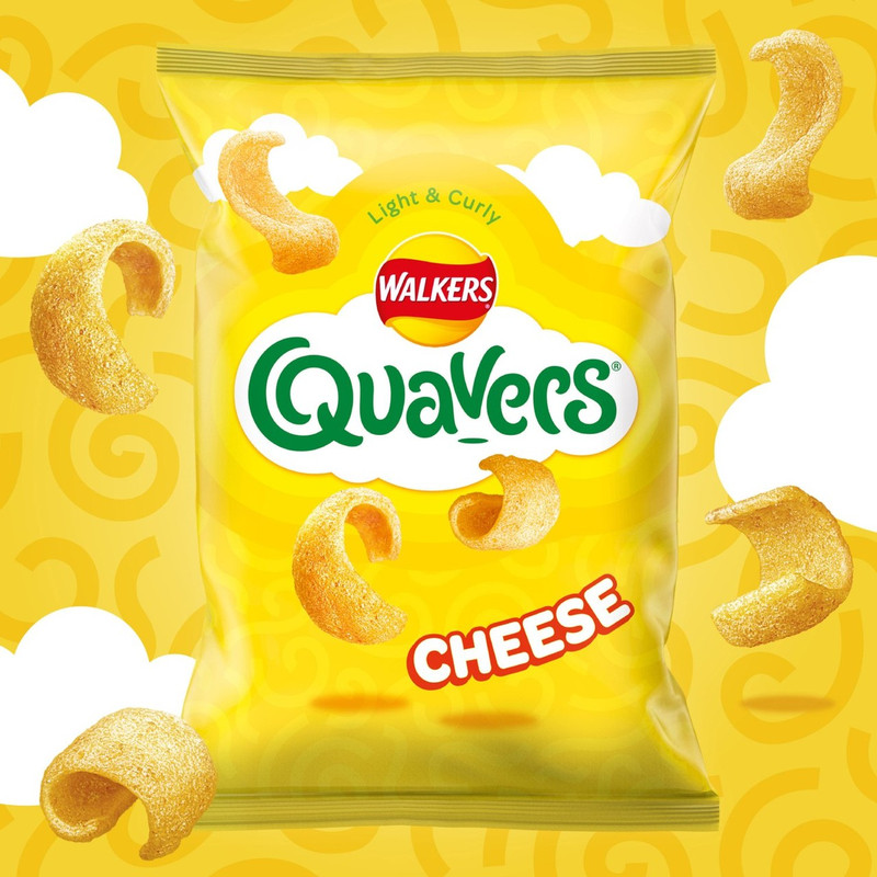 Walkers Quavers Cheese Snacks, 34g, pack shot 2, available at crisps.biz