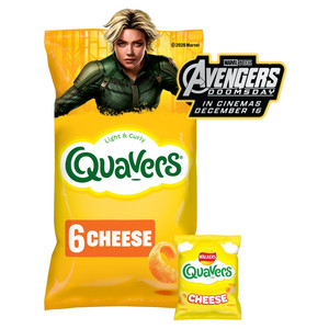 Walkers Quavers Cheese Snacks, 6 x 16g, pack shot 5, available at crisps.biz