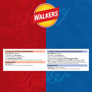 Walkers Ready Salted and Cheese and Onion Crisps, 14 x 25g, pack shot 3, available at crisps.biz
