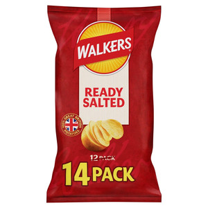 Walkers Ready Salted Crisps, 14 x 25g, pack shot 5, available at crisps.biz
