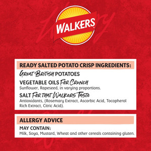 Walkers Ready Salted Crisps, 150g, pack shot 5, available at crisps.biz