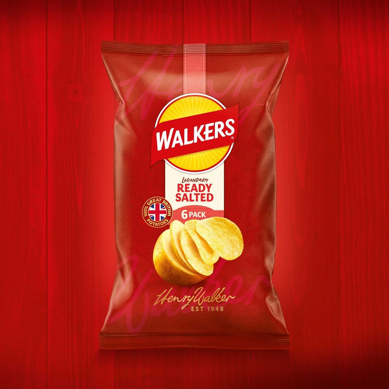 Walkers Ready Salted Crisps, 6 x 25g, pack shot 2, available at crisps.biz