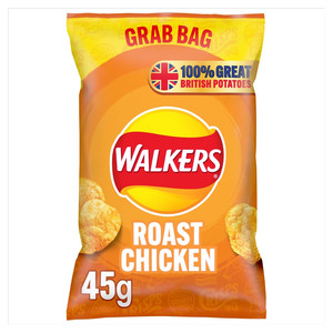 Walkers Roast Chicken Crisps, 45g, pack shot 2, available at crisps.biz