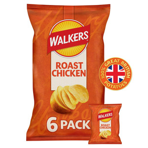Walkers Roast Chicken Crisps, 6 x 25g, front of pack, available at crisps.biz