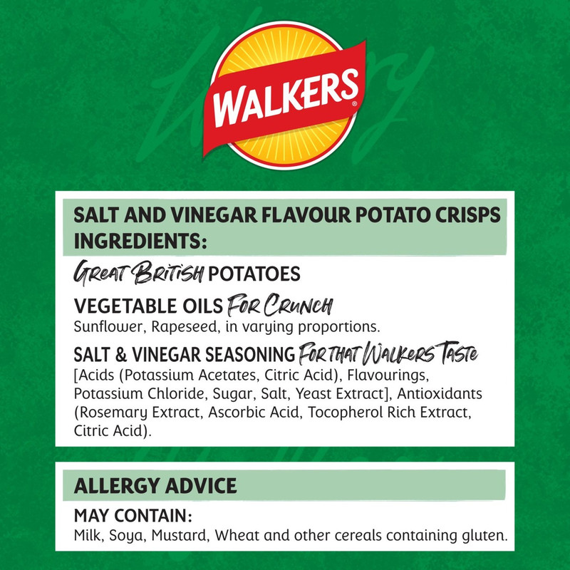Walkers Salt and Vinegar Crisps, 150g, pack shot 4, available at crisps.biz