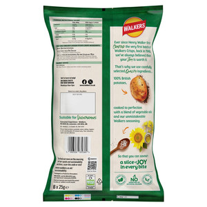 Walkers Salt and Vinegar Crisps, 6 x 25g, pack shot 2, available at crisps.biz