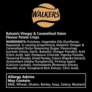 Walkers Sensations Balsamic Vinegar and Caramelised Onion Crisps, 150g, pack shot 4, available at crisps.biz