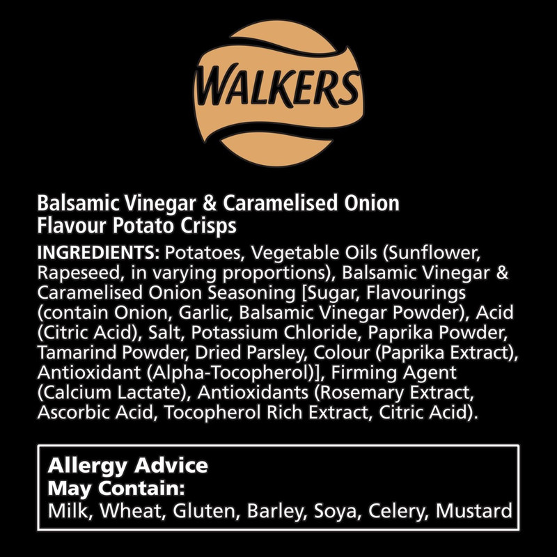 Walkers Sensations Balsamic Vinegar and Caramelised Onion Crisps, 150g, pack shot 4, available at crisps.biz