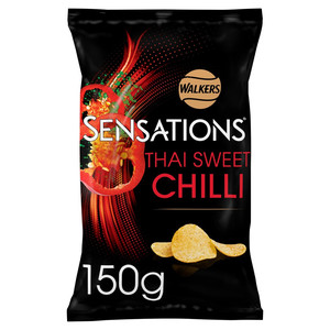 Walkers Sensations Thai Sweet Chilli Crisps, 150g, front of pack, available at crisps.biz