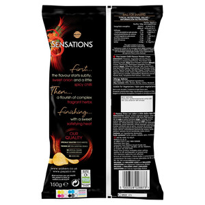 Walkers Sensations Thai Sweet Chilli Crisps, 150g, pack shot 2, available at crisps.biz