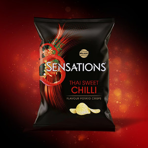 Walkers Sensations Thai Sweet Chilli Crisps, 150g, pack shot 3, available at crisps.biz