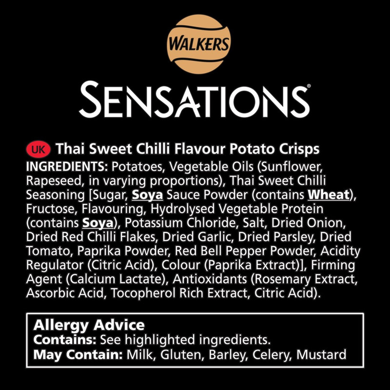 Walkers Sensations Thai Sweet Chilli Crisps, 150g, pack shot 5, available at crisps.biz