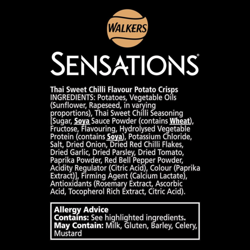 Walkers Sensations Thai Sweet Chilli Crisps, 40g, pack shot 5, available at crisps.biz