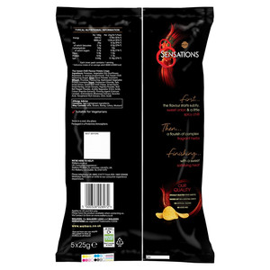 Walkers Sensations Thai Sweet Chilli Crisps, 5 x 25g, pack shot 2, available at crisps.biz