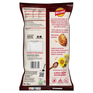 Walkers Smoky Bacon Crisps, 6 x 25g, pack shot 2, available at crisps.biz