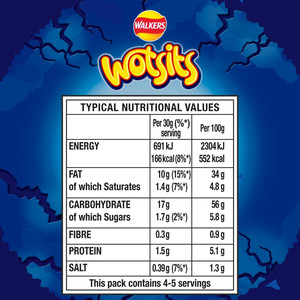 Walkers Wotsits Crunchy Really Cheesy Snacks, 140g, pack shot 2, available at crisps.biz