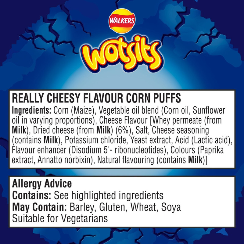 Walkers Wotsits Crunchy Really Cheesy Snacks, 140g, pack shot 3, available at crisps.biz