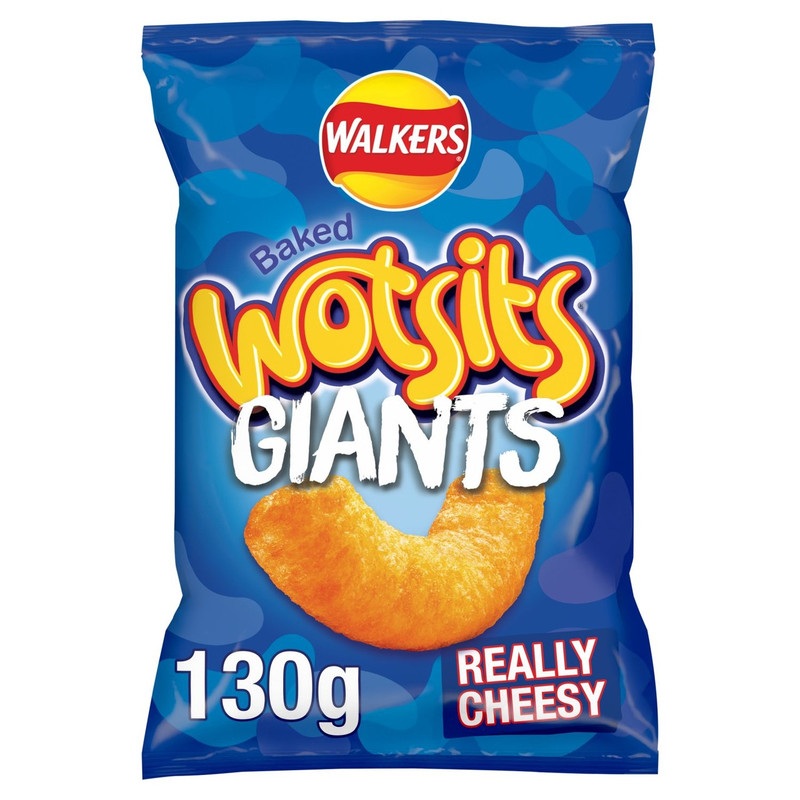 Walkers Wotsits Giants Really Cheesy Snacks, 130g, front of pack, available at crisps.biz