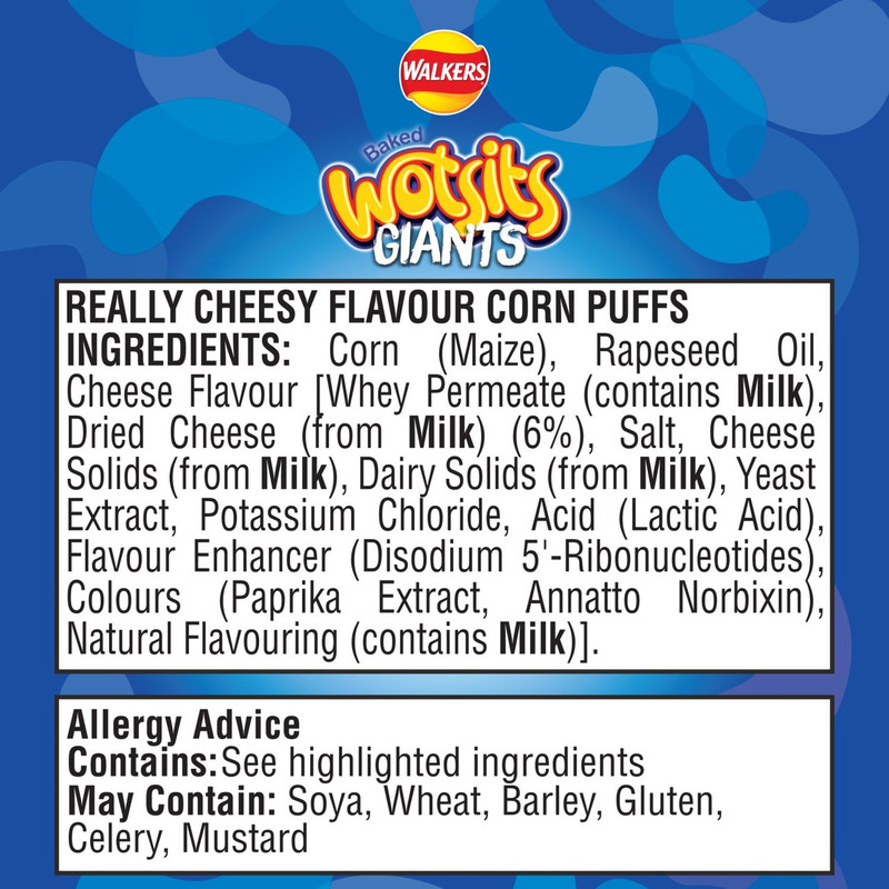 Walkers Wotsits Giants Really Cheesy Snacks, 130g, pack shot 4, available at crisps.biz