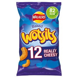 Walkers Wotsits Really Cheesy Snacks, 12 x 16.5g, front of pack, available at crisps.biz