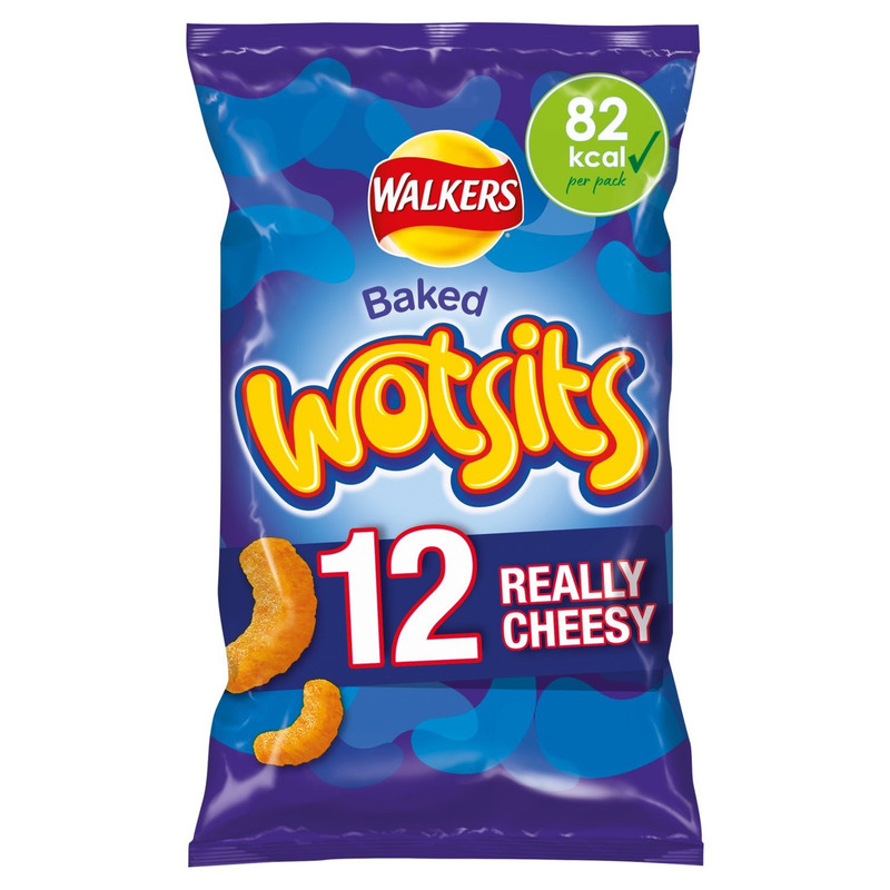 Walkers Wotsits Really Cheesy Snacks, 12 x 16.5g, front of pack, available at crisps.biz