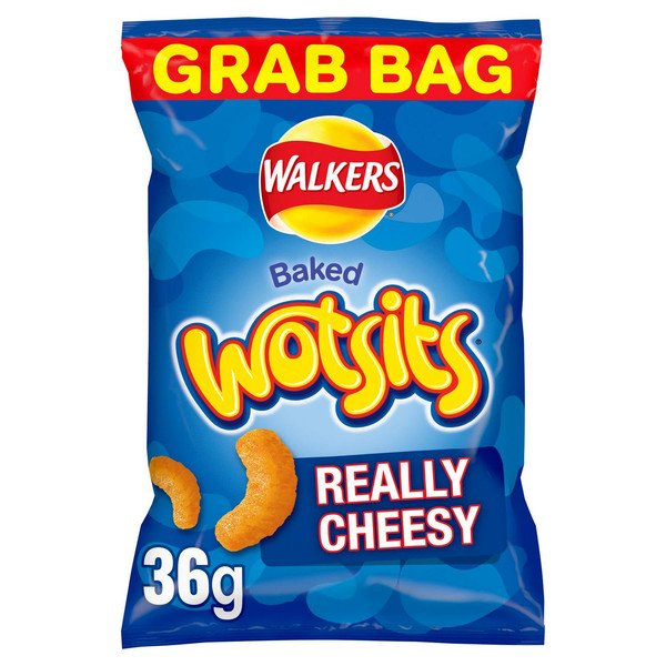 Walkers Wotsits Really Cheesy Snacks, 36g, front of pack, available at crisps.biz