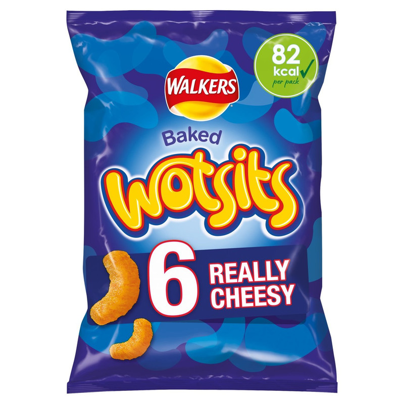 Walkers Wotsits Really Cheesy Snacks, 6 x 16.5g, front of pack, available at crisps.biz