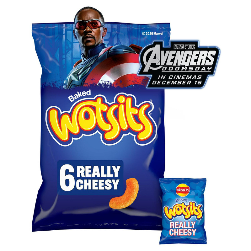 Walkers Wotsits Really Cheesy Snacks, 6 x 16.5g, pack shot 3, available at crisps.biz