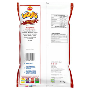 Walkers Wotsits Sweet and Spicy Snacks, 6 x 16g, pack shot 2, available at crisps.biz