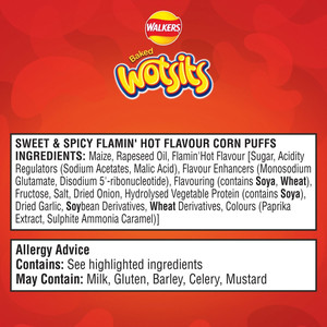 Walkers Wotsits Sweet and Spicy Snacks, 6 x 16g, pack shot 4, available at crisps.biz